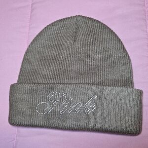 PINK Victoria's Secret Bling Taupe Knit Beanie